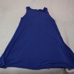 Blue tee shirt swing dress, sleeveless
